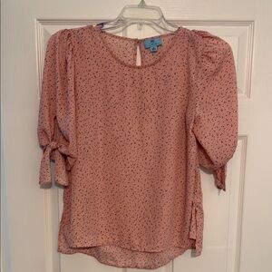 CeCe Women's Pink Blouse with Tie Sleeves blouse
